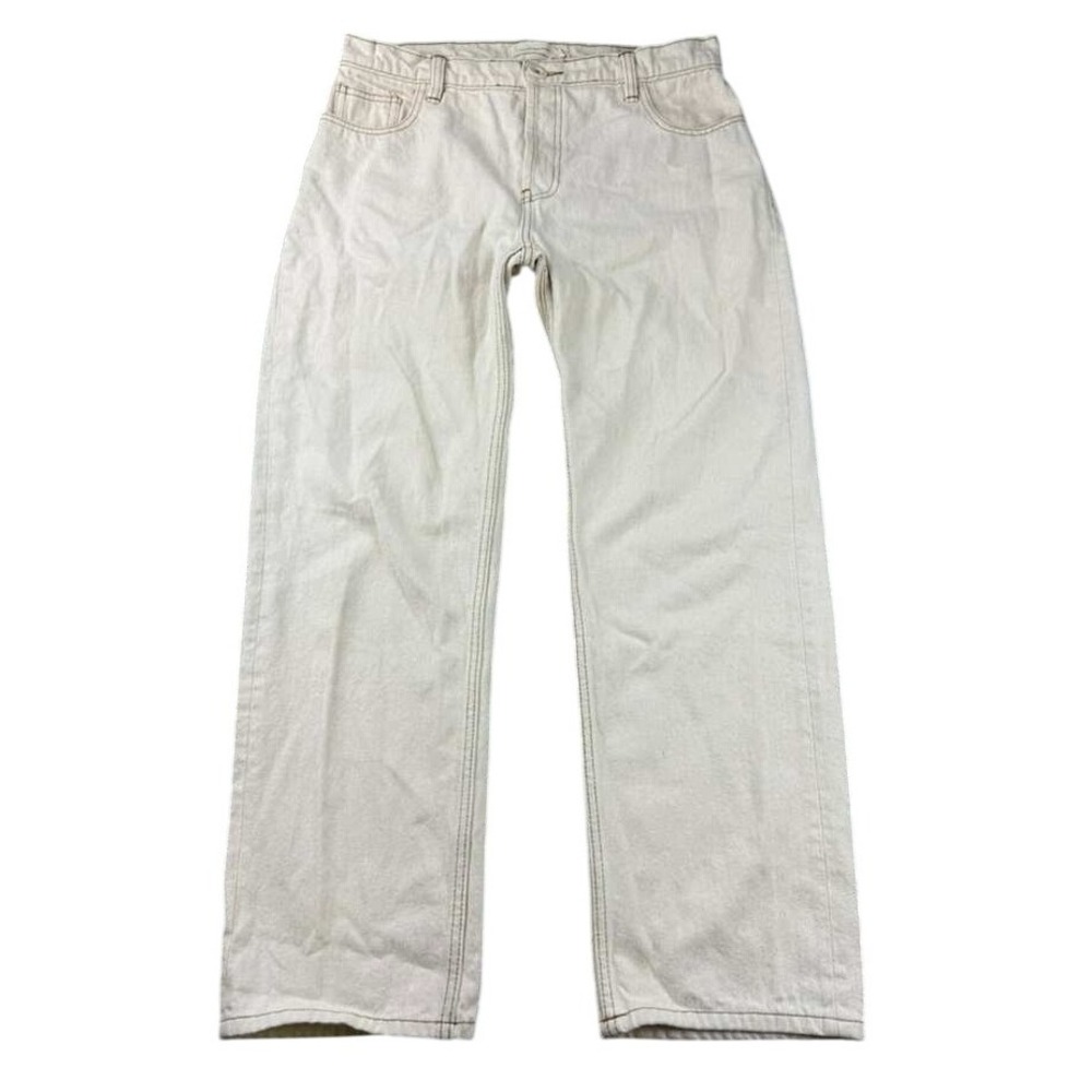 Tintoreria‎ Maria Romero Jeans Women 10 Cream/White Wide Straight Leg Button Fly